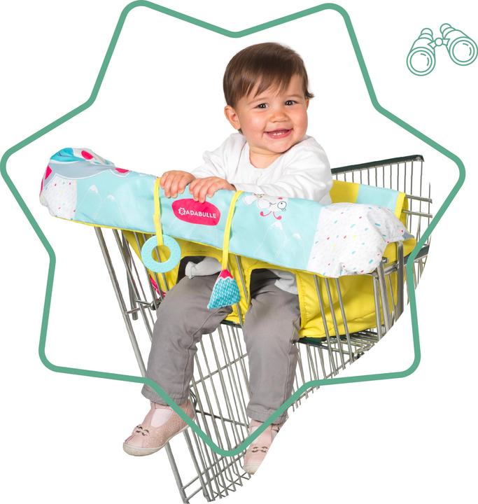 Actual product image Badabulle Seat cover for shopping trolley- Mountain animals (Table seat)