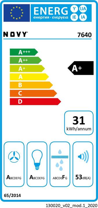 Energie-Label NOVY Flat'line (Inselhaube)