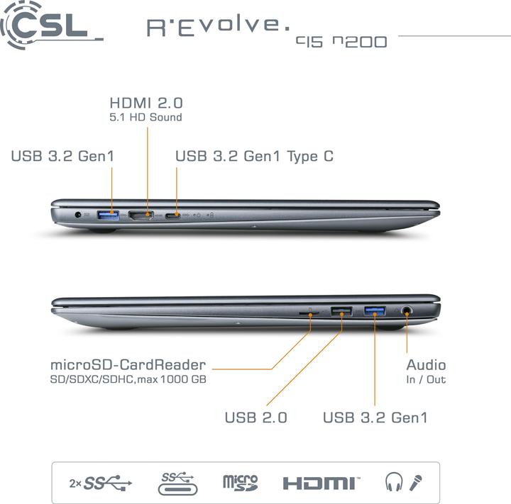 Produktbild CSL Notebook R'Evolve C15 v3 16GB 500GB Windows 11 Home (15.60", 16 GB, 500 GB, DE)