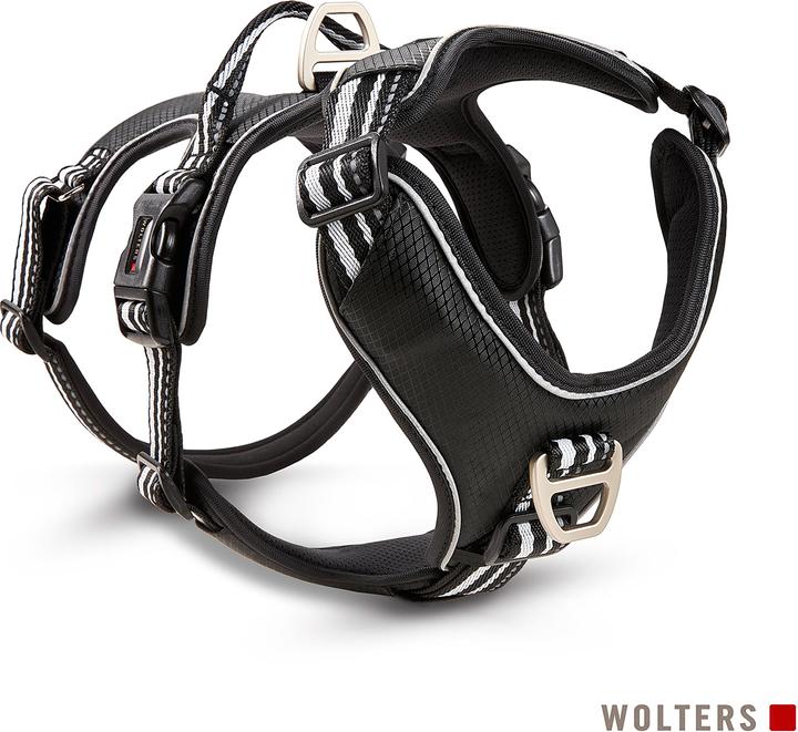 Wolters Active Pro Geschirr No Escape Gr.5 60-75 cm x 2,5 cm schwarz/silber (60, 62, 68, Hund, Allgemein)