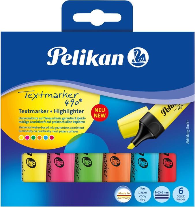 Produktbild Pelikan Textmarker 490 (Neongelb, Neonpink, Neongrün, Neonorange, 2 mm, 6 x)