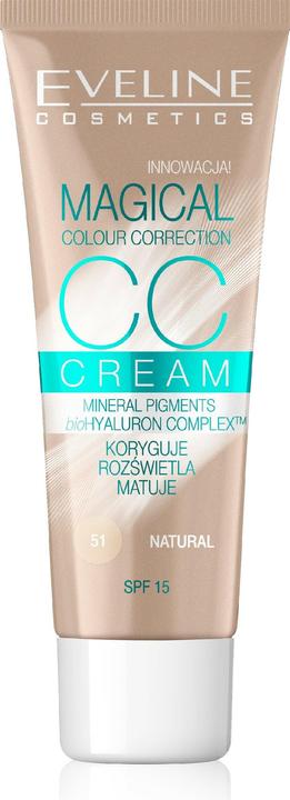 Eveline Magic Colour Correcting CC Cream SPF15 Multifunctional Foundation 51 Natural 30ml (51 Natural)