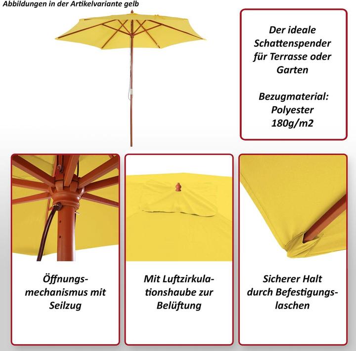 Immagine prodotto Mendler Ombrellone Florida, ombrellone da giardino, Ø 3m poliestere/legno - rosa (3 m)