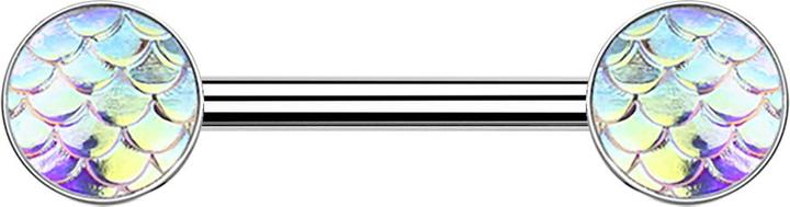 Image du produit Star Piercing Barbell silber mit Fischschuppen multicolor (sans laiton, Acier chirurgical 316L)