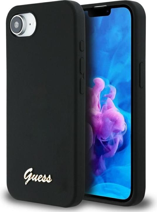 Produktbild Guess - Silicone Script Metal Logo (GUHMPSE4SMBSLK) - iPhone 16e - Black (Apple iPhone 16e)