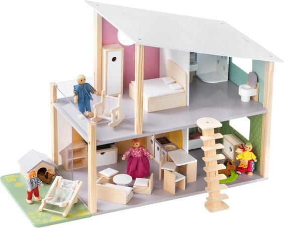 Actual product image Howa Doll house "Nelly" incl. 23 pcs. furniture set, 4 dolls and dog