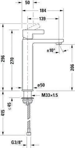 Actual product image Duravit EH-WT-MI D-NEO L without pop-up waste chrome
