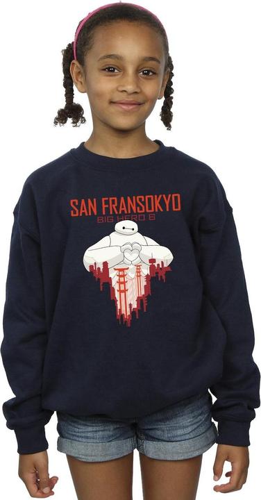 Actual product image Disney Girls Big Hero 6 Baymax San Fransokyo Heart Sweatshirt (140, 146)
