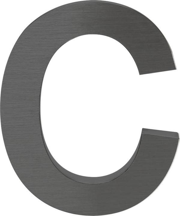 Actual product image Wiltec Anthracite 3-D House Number "c" Arial 15cm Rustproof and Weather-resistant with Satin Fini