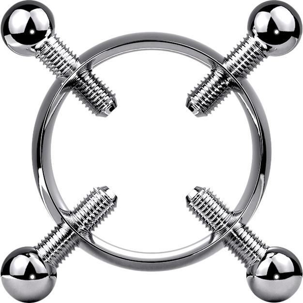 Star Piercing Fake Brustwarze silber Nippelklemme mit vier Schrauben (Chirurgenstahl 316L)