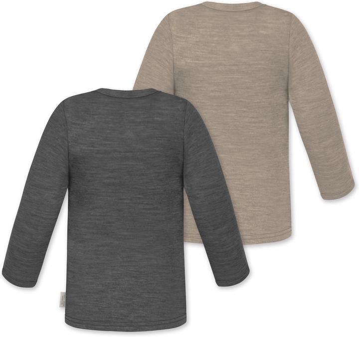 Produktbild Normani 2er Pack Baby Merino Longsleeve „Taupo" - 9473 (104)