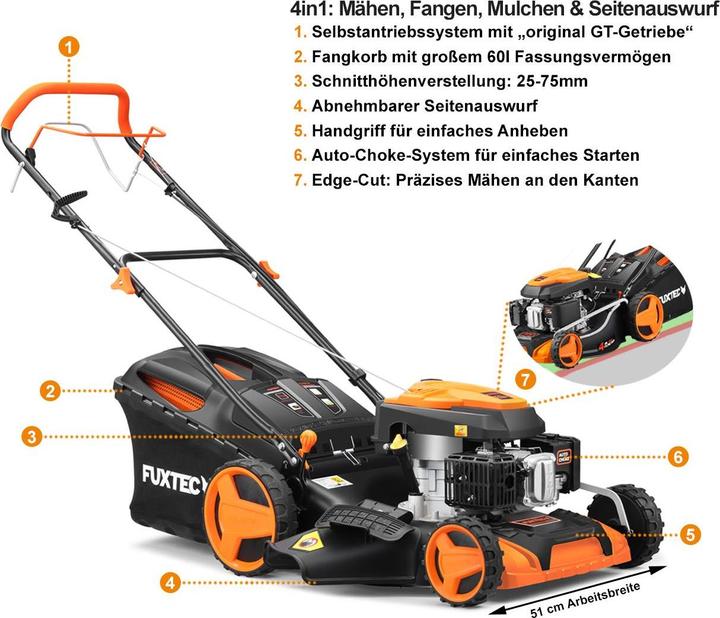 Produktbild Fuxtec Benzin Rasenmäher FX-RM5196 (Benzinbetrieb)
