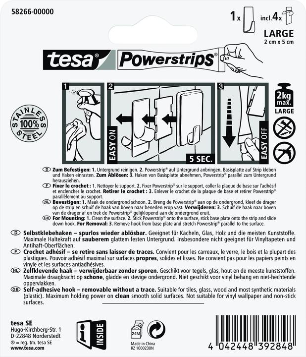 Produktbild tesa Powerstrips Haken LARGE Metall