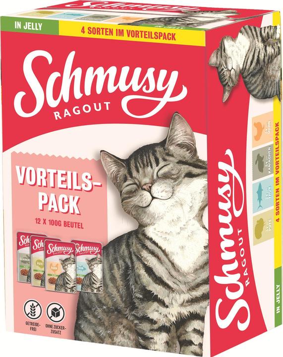 Immagine prodotto Schmusy Cibo umido Ragù Multipack Jelly, 12 x 100 g (Adulto, 12 pz., 1200 g)