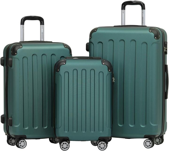 Immagine prodotto Beibye Valigia da viaggio Twin Wheels 3pcs Verde scuro (M (50 - 90l), L (90 - 115l), XL (da 115l))