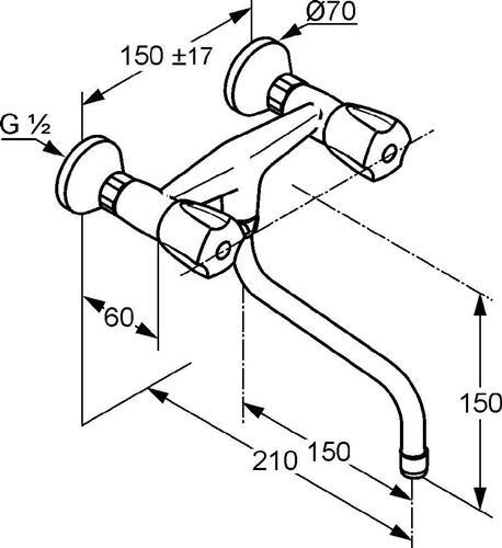 Produktbild Kludi Standard Wandarmatur, chrom