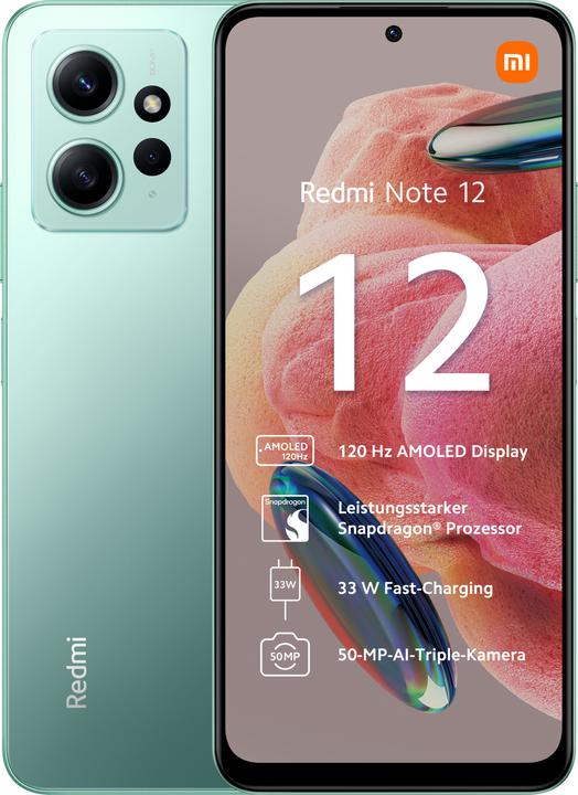 Xiaomi Redmi Note 12 (128 Go, Vert menthe, 6.67", Double SIM, 50 Mpx, 4G)