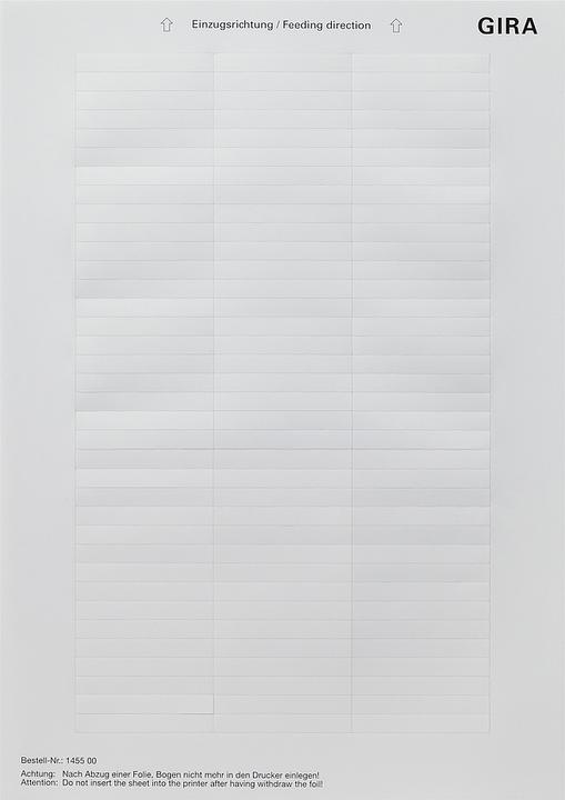 Image du produit Gira Feuille d'inscription