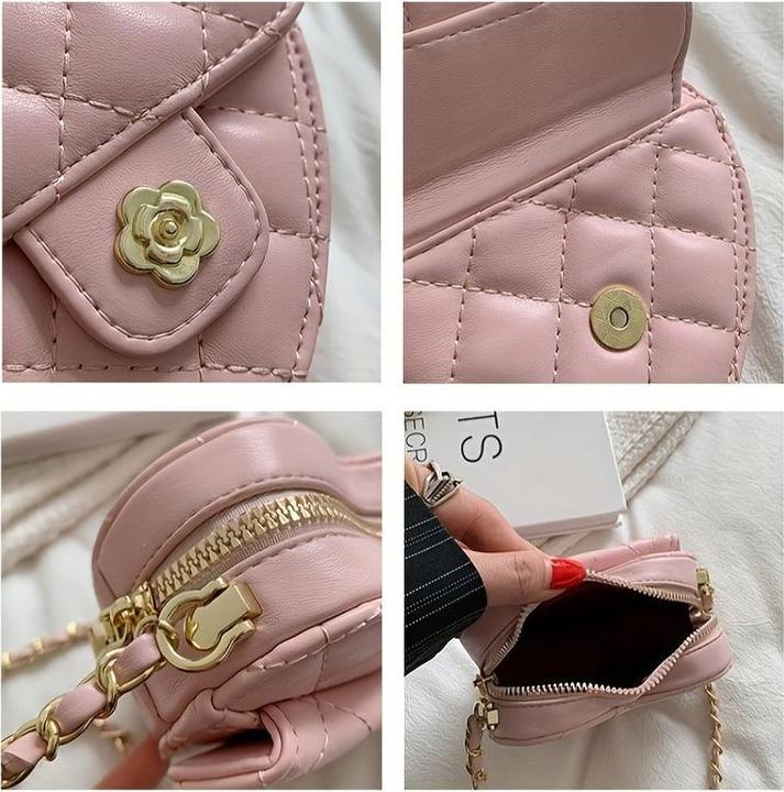 Only-Bags.Store Herzförmige Mini-Kreuztasche, Mode bestickte PU-Ledertasche, niedliche trendige Accessoire