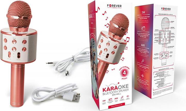 Actual product image Forever Bluetooth microphone with speaker BMS-300 Lite rose gold