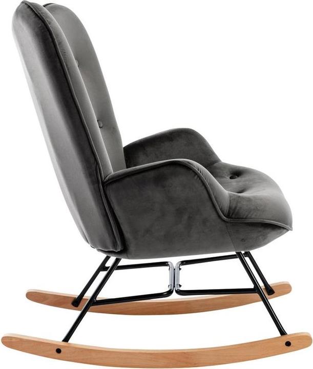 Image du produit CLP fauteuil à bascule Sanka velours, gris foncé