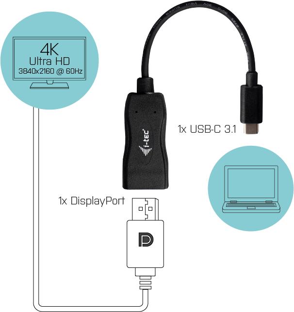 Actual product image i-tec USB Typ-C zu (DP, 15 cm)
