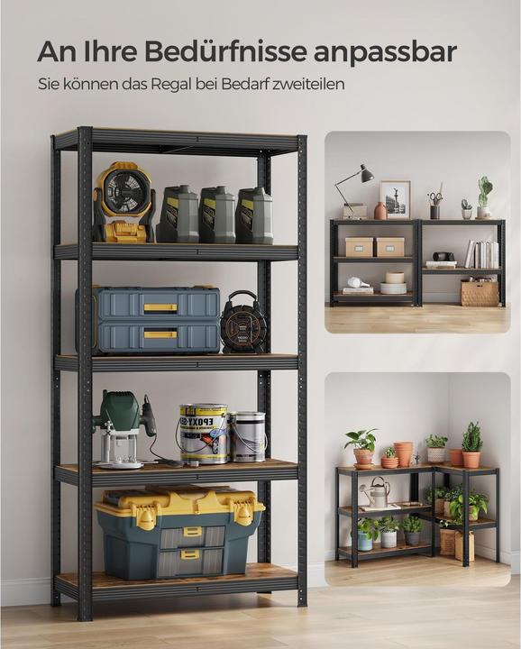 Produktbild Songmics Schwerlastregal GLR040B11 schwarz, braun 90,0 x 40,0 x 180,0 cm