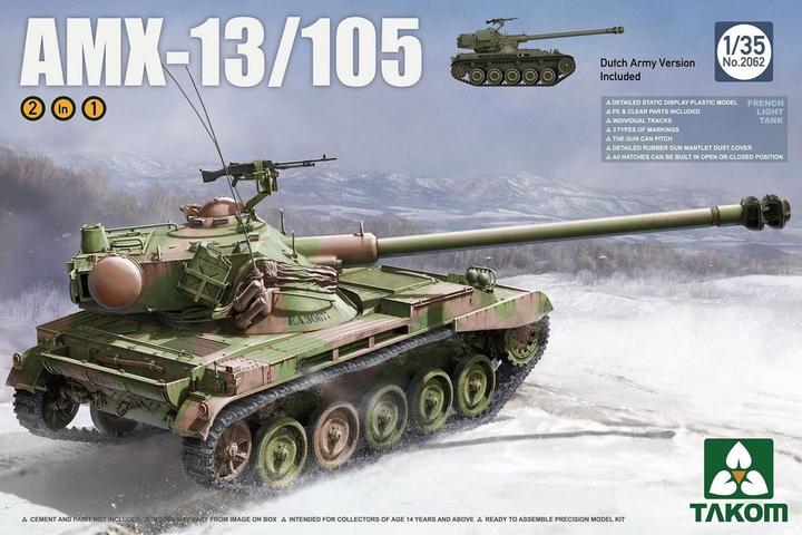 Actual product image Takom French Light Tank AMX-13/105 2 in 1