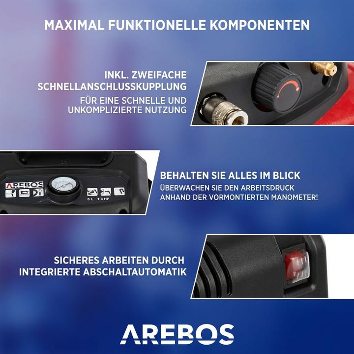 Actual product image Arebos Air compressor (8 bar, 6 l)