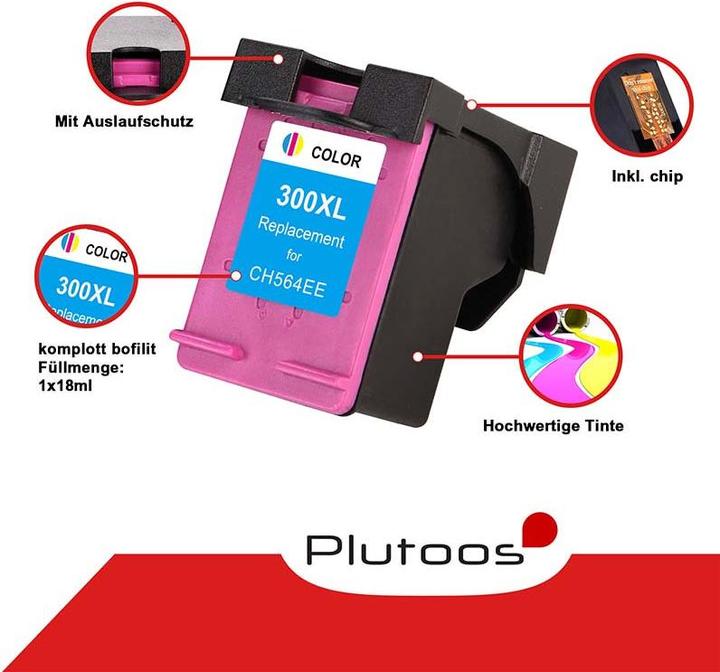 Produktbild Plutoos HP 300 XL HP 300 XL Patronen XXL kompatibel, 2er Set BK+CL (BK, CL)