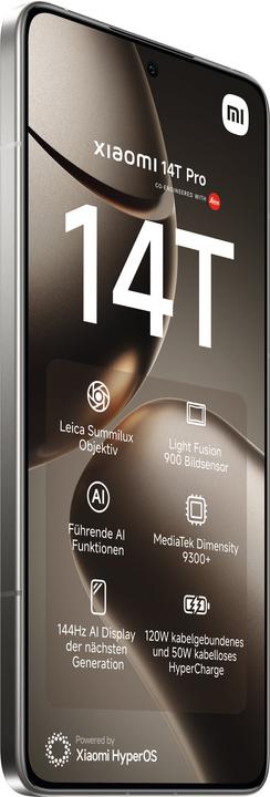 Produktbild Xiaomi 14T Pro (512 GB, Titan Gray, 6.67", Dual SIM, 50 Mpx, 5G)