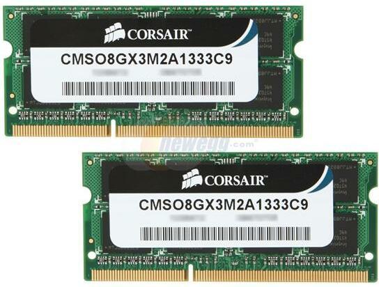 Actual product image Corsair value select (2 x 4GB, 1333 MHz, DDR3-RAM, SO-DIMM)