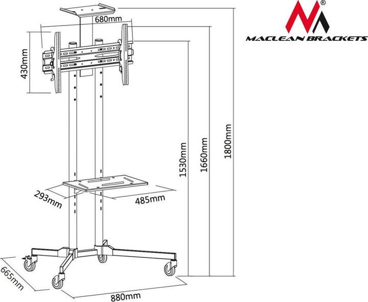 Actual product image Maclean Universal TV Stand Trolley MC-661 (55", 50 kg)