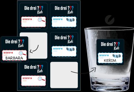 Produktbild DH-Konzept Die drei Fragezeichen Kids Stickers mit Namensfeld