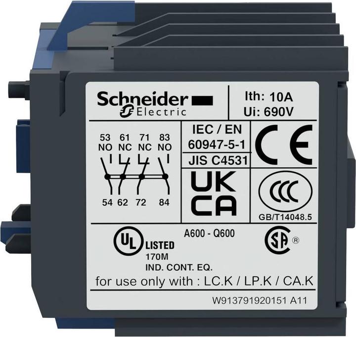 Immagine prodotto Schneider Electric Modulo contatti ausiliari 3xcontatto NA 1xcontatto NA