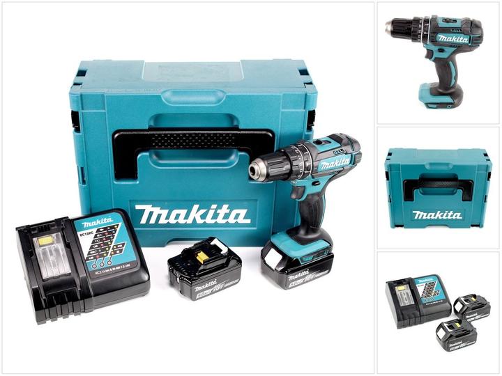 Image du produit Makita DHP482RTJ 18V 2x perceuse à percussion à batterie rechargeable (Fonctionnement sur batterie)