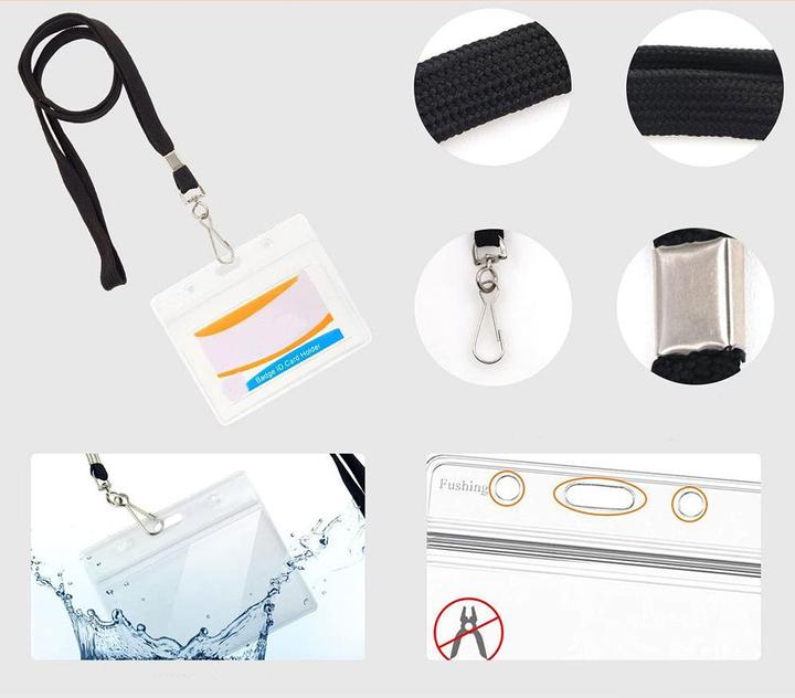 Image du produit Werkstein Namensschild Stecketui Ausweis Schutzhülle + Umhängeband - Transparent 20er Set