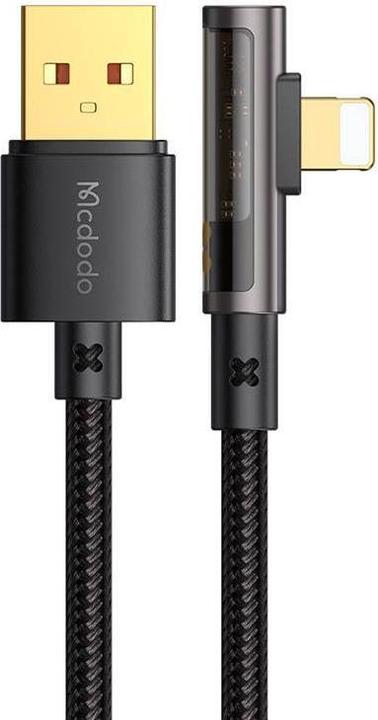 Actual product image Mcdodo CA-3511 USB to lightning prism 90 degree cable, 1.8m (black) (1.80 m, USB 3.2 Gen 1)