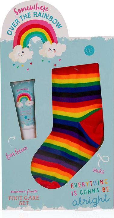 Actual product image Accentra Foot care set OVER THE RAINBOW in gift box, incl. 30ml foot lotion, socks with rainbow pattern (Hair care set)