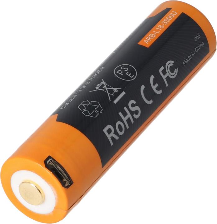 Actual product image Fenix 18650 battery protected with USB charging function, with AccuSafe