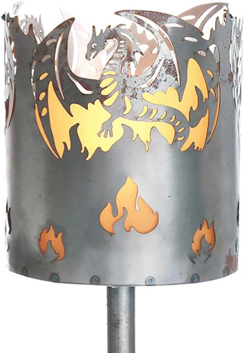 Produktbild Novaliv Gartenfackel Drache Feuerschale Metall mit Stiel Brennmittel Solarlampe LED