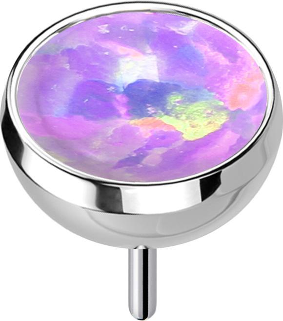 Star Piercing Threadless Halbkugel silber mit Opal violett (ohne Messing, Titan G23)