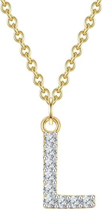 Glanzstücke München Damen Buchstabe L Sterling Silber Zirkonia Gelbgold 45,0 cm Basiskette + 5,0 cm Verlängerung - 32138 (Sterling Silber, 40 - 45 cm)