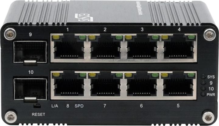 Actual product image Exsys Web-Managed Mini PoE+ Switch 8x 1 Gbit/s + 2x SFP (10 Ports)