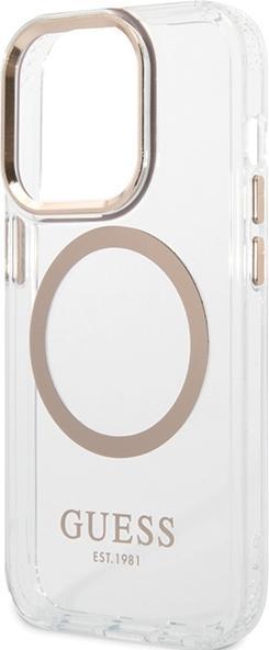 Actual product image Guess case for iPhone 15 6,1" GUHMP15SHTRMD gold HC Magsafe Metal Outline (Apple iPhone 15)