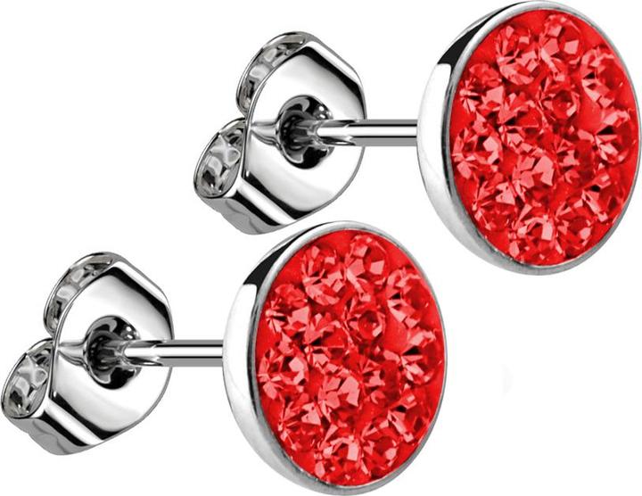 Actual product image Star Piercing Stud earrings silver plate crystal red (Surgical steel 316L, without brass)