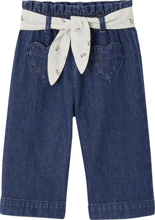 Vertbaudet Weite Baby Jeans mit Stoffgürtel