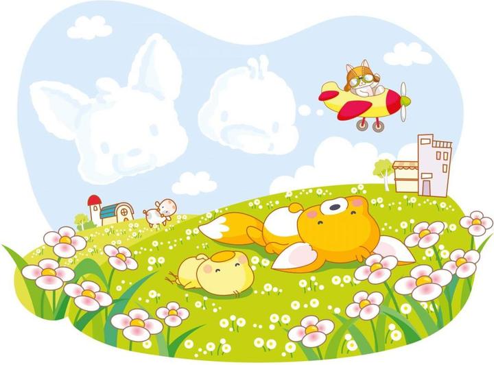 Image du produit Trenddeko Les quatre amis des animaux - Images de nuages (140 x 102 cm)