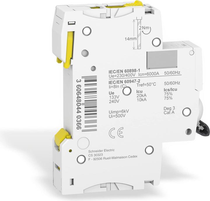 Image du produit Schneider Electric Acti9 iC60N MCB 1 pôle 16A Curve C