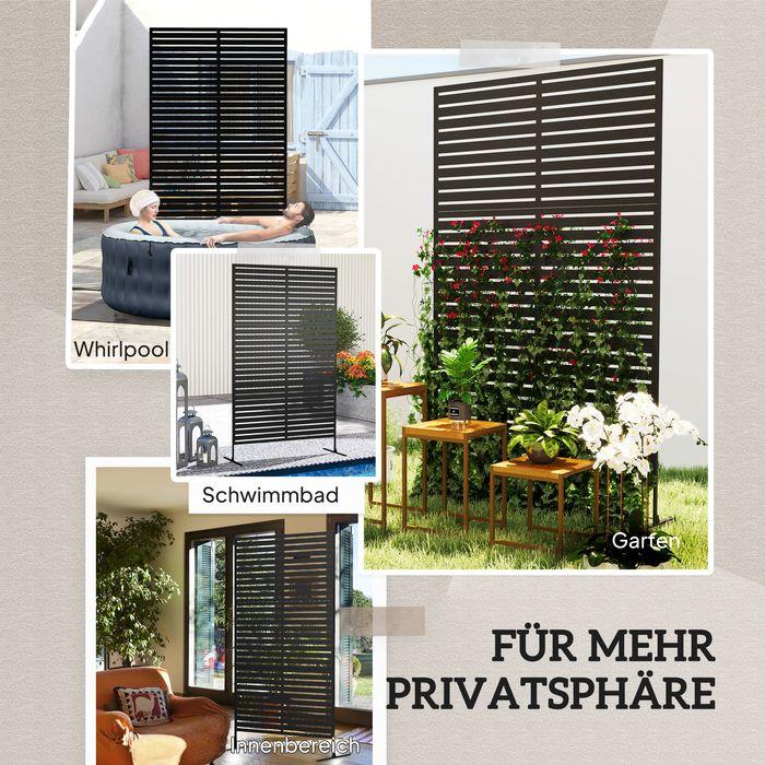 Produktbild Swisshandel24 Raumteiler 3-teilig 122x198 cm freistehend Paravent mit Lamellen, Stahl, Schwarz